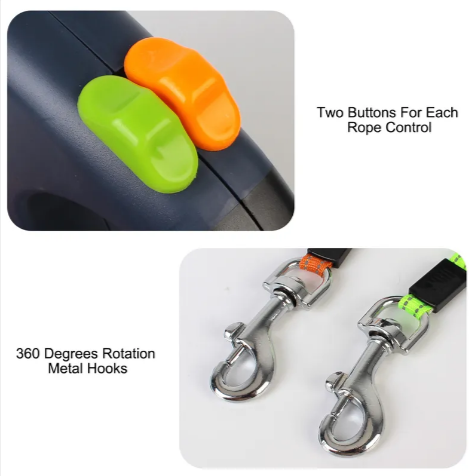 Dual Retractable Dog Leash with Light