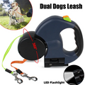 Dual Retractable Dog Leash with Light