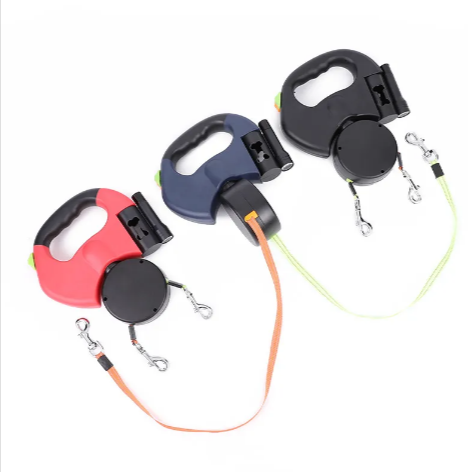 Dual Retractable Dog Leash with Light